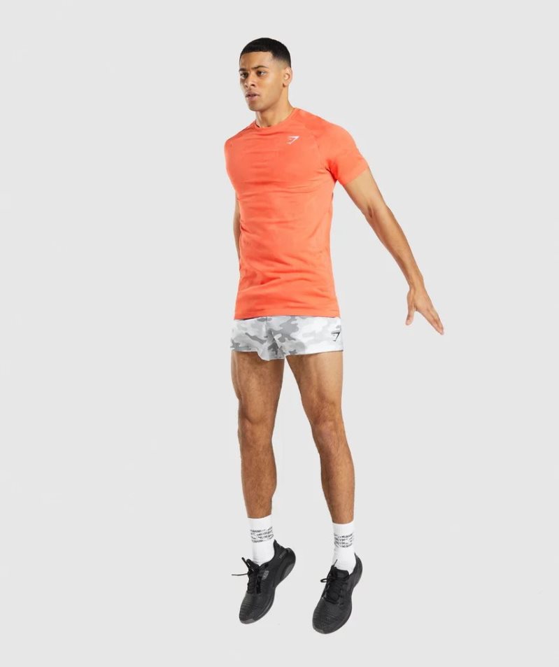 Men's Gymshark Geo Seamless T-Shirts Orange | NZ 2PEAFB